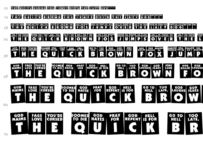 God Hates Westboro font waterfall